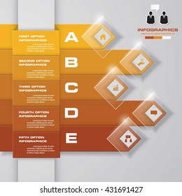 Simple&Editable 5 Steps chart diagrams template/graphic or website layout. Vector.