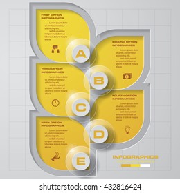Simple&Editable 5 Steps chart diagrams template/graphic or website layout. Vector.