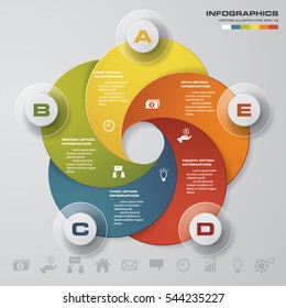 Simple&Editable 5 Steps chart diagrams template/graphic or website layout. Vector.