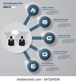 Simple&Editable 5 Steps chart diagrams template/graphic or website layout. Vector.