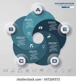 Simple&Editable 5 Steps chart diagrams template/graphic or website layout. Vector.