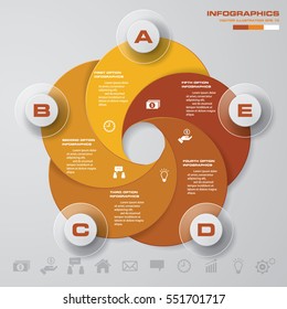 Simple&Editable 5 Steps chart diagrams template/graphic or website layout. Vector.