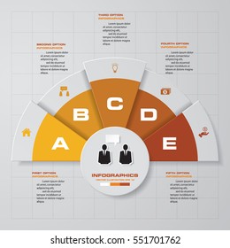 Simple&Editable 5 Steps chart diagrams template/graphic or website layout. Vector.