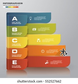 Simple&Editable 5 Steps chart diagrams template/graphic or website layout. Vector.