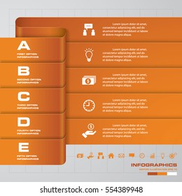 Simple&Editable 5 Steps chart diagrams template/graphic or website layout. Vector.