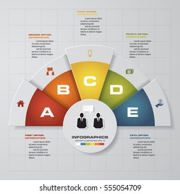 Simple&Editable 5 Steps chart diagrams template/graphic or website layout. Vector.