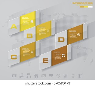 Simple&Editable 5 Steps chart diagrams template/graphic or website layout. Vector.