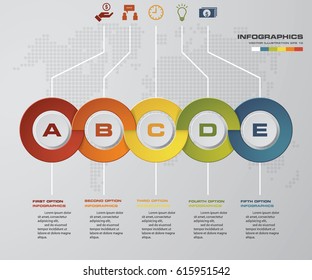 Simple&Editable 5 Steps chart diagrams template/graphic or website layout.