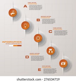 Simple&Editable 5 Steps chart template or website layout. Vector.