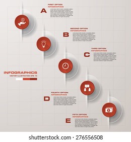 Simple&Editable 5 Steps chart template or website layout. Vector.