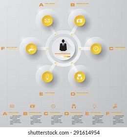 Simple&Editable 6 Steps Business Banners Graphic or Website Layout. Vector Background.