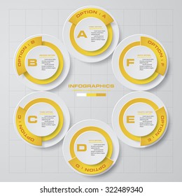 Simple&Editable 6 Steps chart diagrams template/graphic or website layout. Vector.