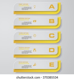 Simple&Editable abstract 5 steps order diagrams. Graphic/infographics elements.Vector illustration.