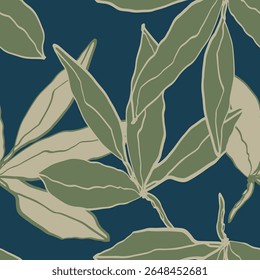 Simpleexotic plant seamless pattern on background. Tropical pattern, palm leaves seamless floral background. Vector illustration. 