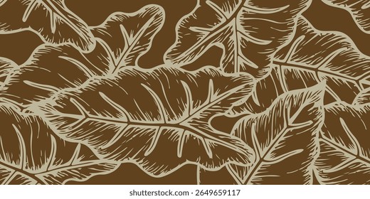 Simpleexotische Pflanze nahtloses Muster auf Hintergrund. Tropisches Muster, Palmblätter nahtlosen floralen Hintergrund. Vektorgrafik. 