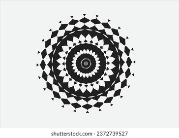 simple-mandala-shape-for-coloring-vectorfloral-flower-oriental- oyalty free vector graphics and illustrations matching Mandala Black And White
