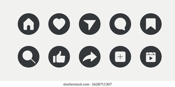 simples,minimalista,ícone preto e branco,conjunto de ícones básicos,ícones de mídias sociais,design simples moderno,ilustração,design plano