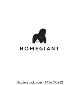 simple,powerful, bold, strong, modern and unique logo design with home and Gorilla