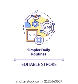 Simpler daily routines concept icon. Smart technology for older adults abstract idea thin line illustration. Isolated outline drawing. Editable stroke. Arial, Myriad Pro-Bold fonts used
