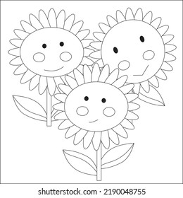 Simples sun flower Line drawing Arts