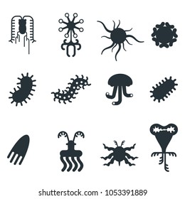 Simplest microorganisms. Science of studying bacteria and viruses. Flat vector cartoon illustration. Objects isolated on white background.