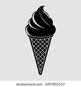 A simple-style ice cream icon isolated on a white background, perfect for sweets and dessert designs.