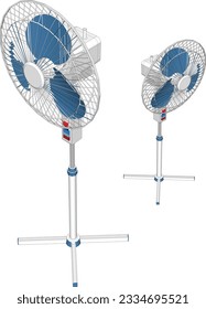 Simplicity in action: A clean and straightforward vector standing fan illustration.
