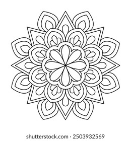 Simplicity Affirmations mandala coloring book page. Easy Mandala Coloring Book Pages for Adults to Relax, Experiences Give Relief. Resizeable Vector File