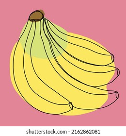 Simplicidad de la fruta bananera libre dibujo de línea continua de diseño plano.Ilustración vectorial.