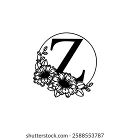 simplicity and beauty of the letter z logo design with graceful floral decoration