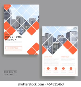 Simplicity brochure template design with urban landscape and square elements