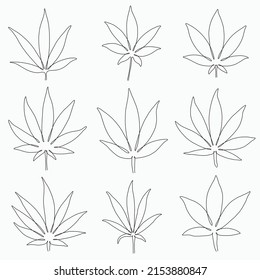 Simplicity cannabis leaf freehand continuous drawing flat design.Vector illustration.
