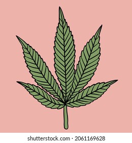 simplicity cannabis leaf freehand drawing flat design.vector illustration.