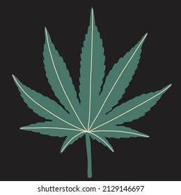 simplicidad dibujo plano de hoja de cannabis a mano alzada.ilustración vectorial.