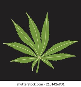 simplicidad dibujo plano de hoja de cannabis a mano alzada.ilustración vectorial.