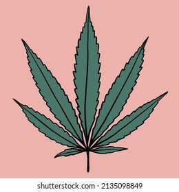 Einfachheit cannabis Blatt Freehand und Zeichnung flach design.Vektorgrafik.
