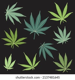 simplicidad hoja de cannabis libre dibujo de diseño plano colección.ilustración vectorial.