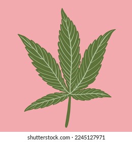 simplicity cannabis leaf freehand drawing flat design.vector illustration.