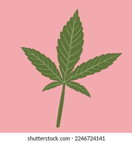 simplicidad dibujo plano de hoja de cannabis a mano alzada.ilustración vectorial.