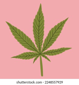 simplicidad dibujo plano de hoja de cannabis a mano alzada.ilustración vectorial.