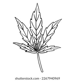 simplicidad dibujo plano de hoja de cannabis a mano alzada.ilustración vectorial.