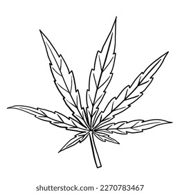 simplicidad dibujo plano de hoja de cannabis a mano alzada.ilustración vectorial.