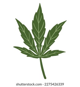 simplicidad dibujo plano de hoja de cannabis a mano alzada.ilustración vectorial.