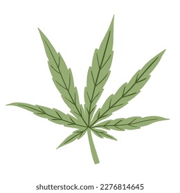 simplicidad dibujo plano de hoja de cannabis a mano alzada.ilustración vectorial.