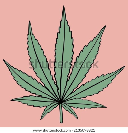simplicity cannabis leaf freehand drawing flat design.vector illustration.