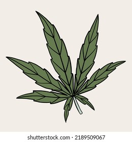 simplicidad dibujo a mano alzada de hoja de cannabis.ilustración vectorial.