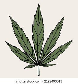 simplicidad dibujo a mano alzada de hoja de cannabis.ilustración vectorial.