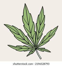 simplicidad dibujo a mano alzada de hoja de cannabis.ilustración vectorial.