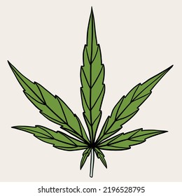 simplicidad dibujo a mano alzada de hoja de cannabis.ilustración vectorial.