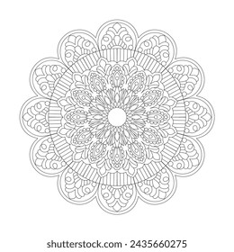 Simplicity Center Mandala Coloring Book Page for kdp Book Interior. Peaceful Petals, Ability to Relax, Brain Experiences, Harmonious Haven, Peaceful Portraits, Blossoming Beauty mandala design.
